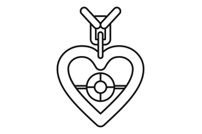 Gemstone heart icon, outline style