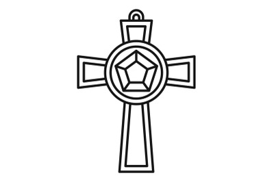 Gemstone cross icon, outline style