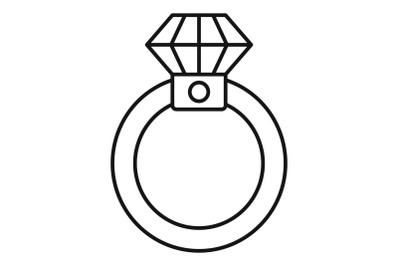 Diamond ring icon, outline style