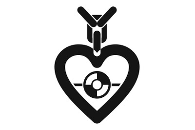 Gemstone heart icon, simple style