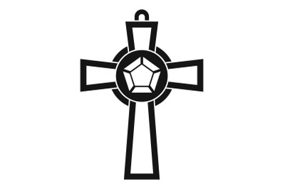 Gemstone cross icon, simple style