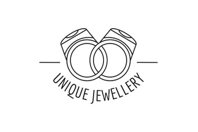 Unique rings jewellery logo, outline style