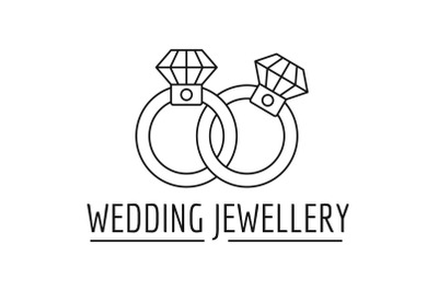 Wedding rings jewelry logo, outline style