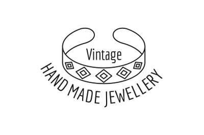 Vintage hand made jewellery logo, outline style