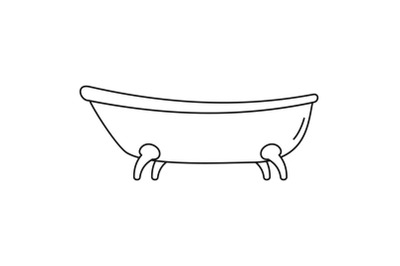 Retro bathtube icon, outline style