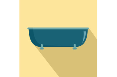 Old bathtube icon, flat style