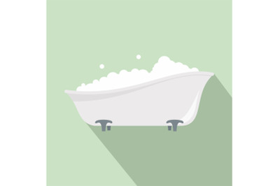 Bubblebath in bathtube icon, flat style