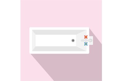 Top view of bathtube icon, flat style