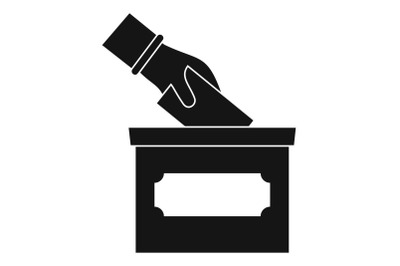 Hand put election box icon, simple style