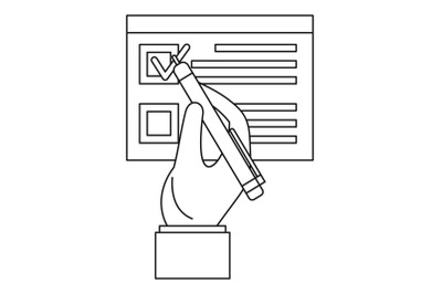 Vote sign paper icon, outline style