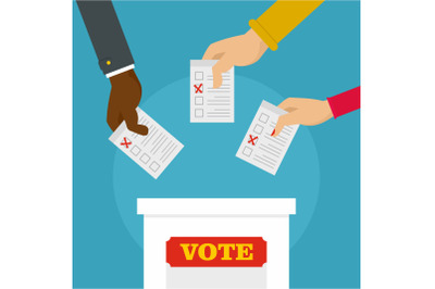 People at ballot box background, flat style