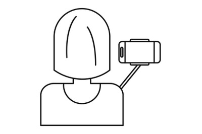 Woman take selfie icon, outline style