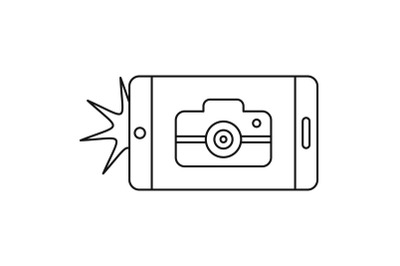 Smartphone take photo icon, outline style