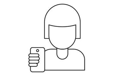 Woman take a selfie icon, outline style