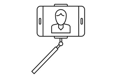 Man take selfie monopod icon, outline style