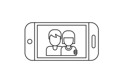 Couple take selfie icon, outline style