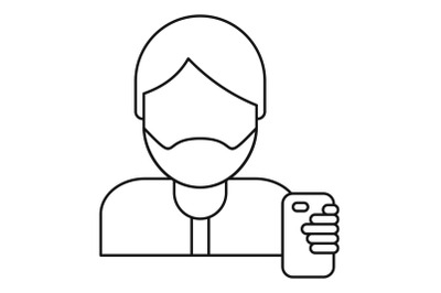 Hipster man take selfie icon, outline style