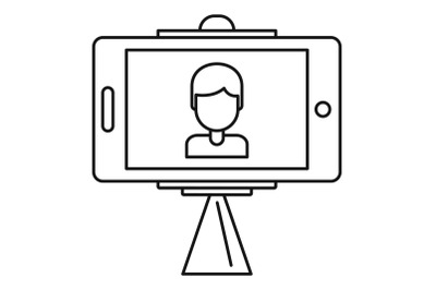Take photo selfie stick icon, outline style