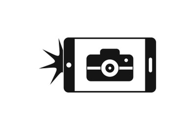 Smartphone take photo icon, simple style