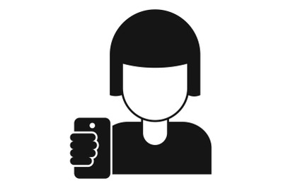 Woman take a selfie icon, simple style