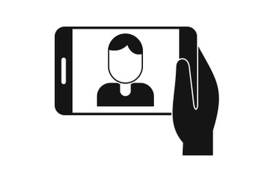 Man take a selfie phone icon, simple style