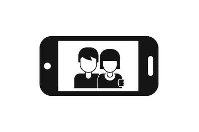 Couple take selfie icon, simple style