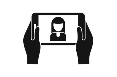 Girl take selfie icon, simple style