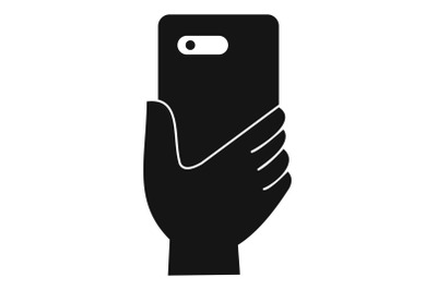 Smartphone in hand icon, simple style