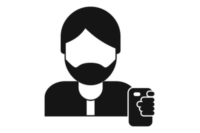 Hipster man take selfie icon, simple style