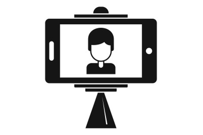 Take a photo at selfie stick icon, simple style