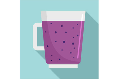 Blueberry smoothie icon, flat style