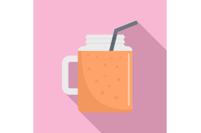 Peach smoothie icon, flat style