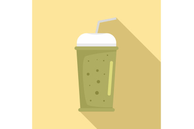 Banana kiwi smoothie icon, flat style