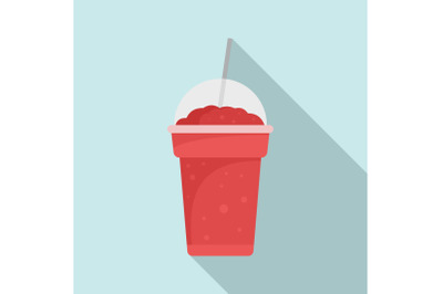 Strawberry smoothie icon, flat style