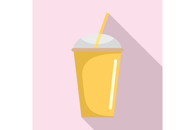 Banana smoothie icon, flat style