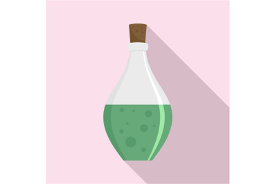 Potion elixir bottle icon, flat style