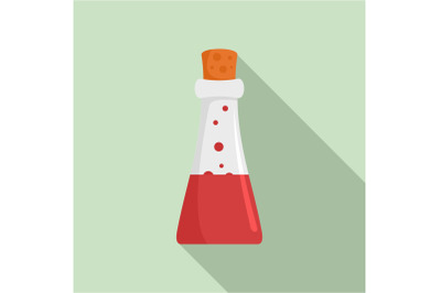 Chemistry potion flask icon, flat style