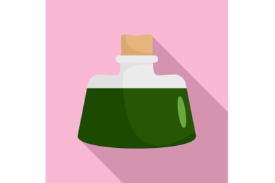 Dark green potion icon, flat style