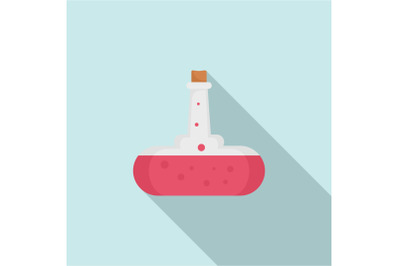 Red boiling potion icon, flat style