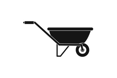 One wheel barrow icon, simple style