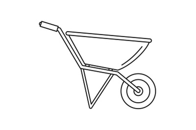 Construction wheelbarrow icon, outline style