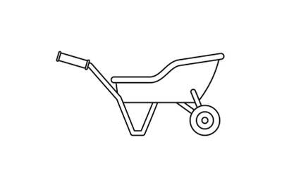 Garden wheelbarrow icon, outline style
