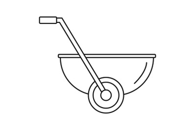 Small wheelbarrow icon, outline style