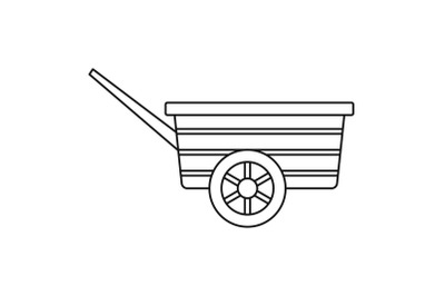 Wood wheelbarrow icon, outline style
