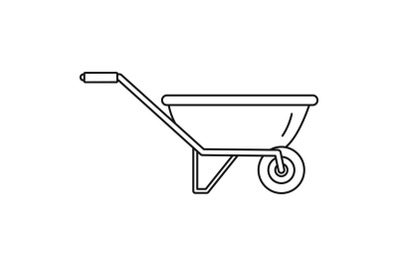 One wheel barrow icon, outline style