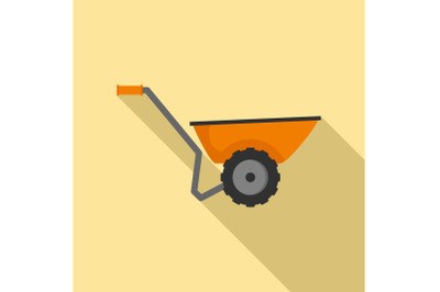 Wheelbarrow icon, flat style
