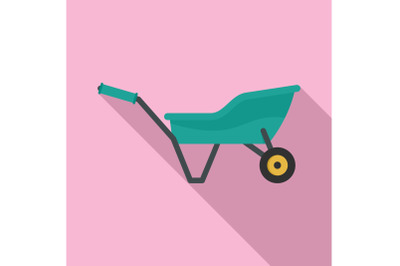 Garden wheelbarrow icon, flat style