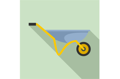 House wheelbarrow icon, flat style