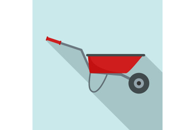 Farming wheelbarrow icon, flat style
