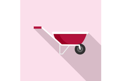 One wheel barrow icon, flat style